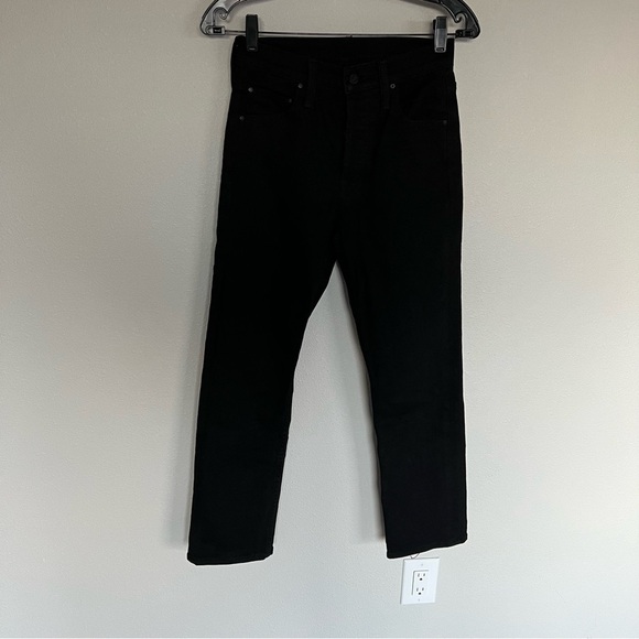 MOTHER Denim Tomcat Ankle High Rise Straight Leg Jeans Lasting Impression Black - Picture 4 of 15